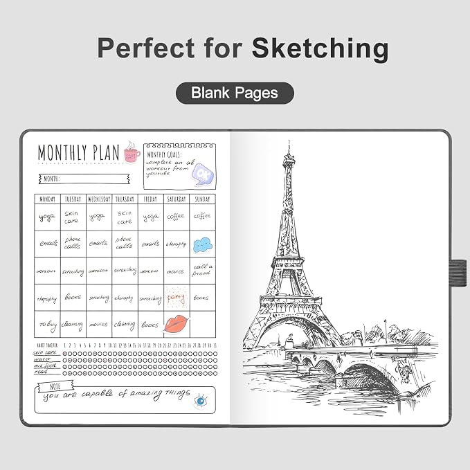 AHGXG Blank Journal Notebook, 160 Pages, A5 Medium Size (5.7'' x 8.3'')