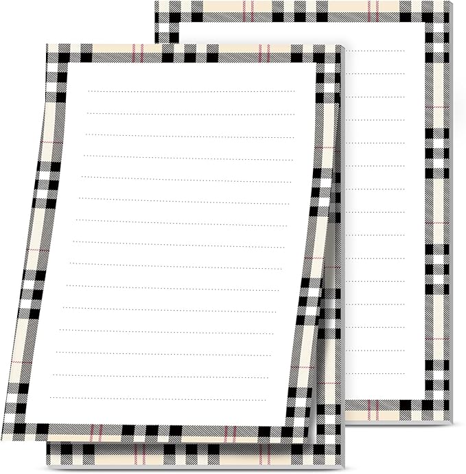 2 Pack Lined Sticky Notes 4x6 in, Cute Self-Stick Notepads with Lines, Large Memo Pads Strong Adhesive for Office, Home Luxury Brown Plaid