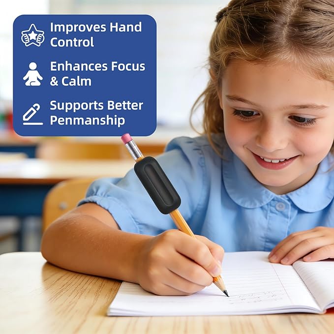 10 Pack Weighted Pencil Grips – 1oz Silicone Handwriting Aid for Kids, Elderly & Special Needs – Improve Penmanship for Autism, ADHD, Tremors, Dyspraxia & Fine Motor Skills Development