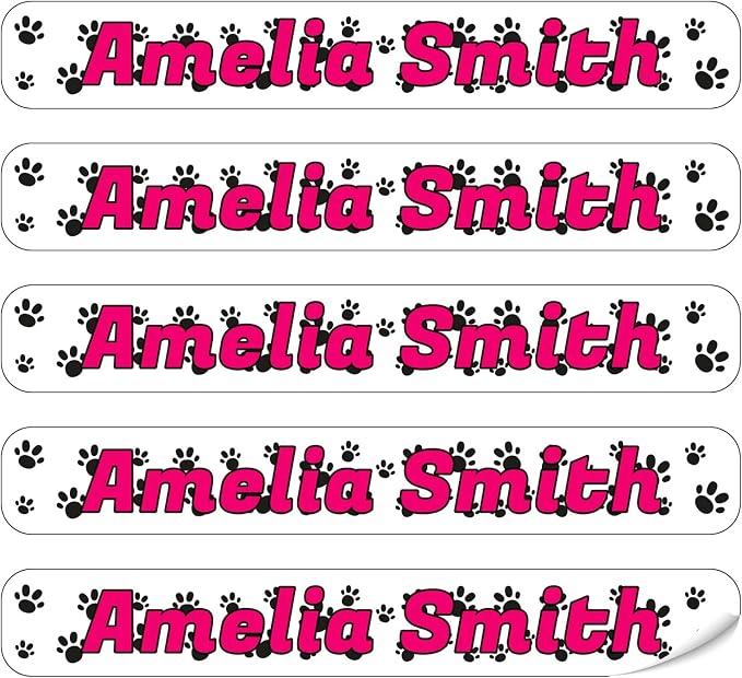 100 Pcs Personalized Name Labels for School Supplies Custom Waterproof Name Stickers Customized Daycare Water Bottles Pencil Labels(Paw Print)