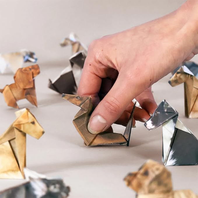 50 Sheets DIY Paper Cats, Origami Paper Kit to Fold Cute Cat Figures, Desk Origami Cats Decoration, Craft Activity for Adults Kids, Creative Gift for Kids Adults Cat Lovers (Cat&Dog&Dinosaur, 50pcs)