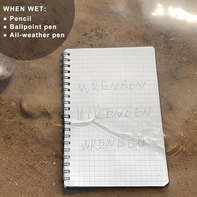 2PCS Weatherproof Top Spiral Notepads 4" x 6" Graph Pattern with Waterproof Paper and Hard Cover, All Weather Grid Notebooks A6 Steno Pads (Medium, Yellow)