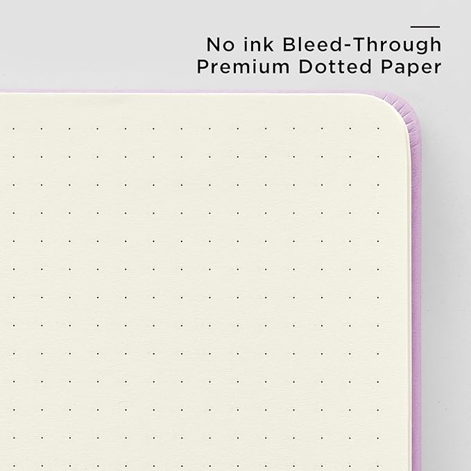 &And Per Se Dotted Journal Notebook, A5 Hardcover Aesthetic Dotted Notebook – 160 Pages 100gsm Thick Dot Grid Paper, 3 Sticker Sheets – Gift-Ready Journaling Kit for Women (Lavender Grove)