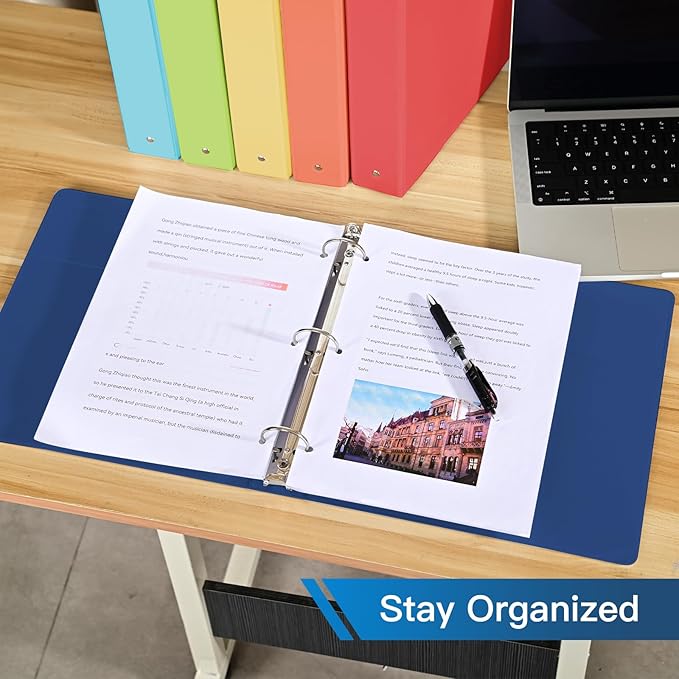 SUIN 1.5-Inch 3-Ring Binders with 2 Interior Pockets, Premium Clear View Presentation Binder Holds 325 Sheets Letter Size, Office School Home,6 Pack