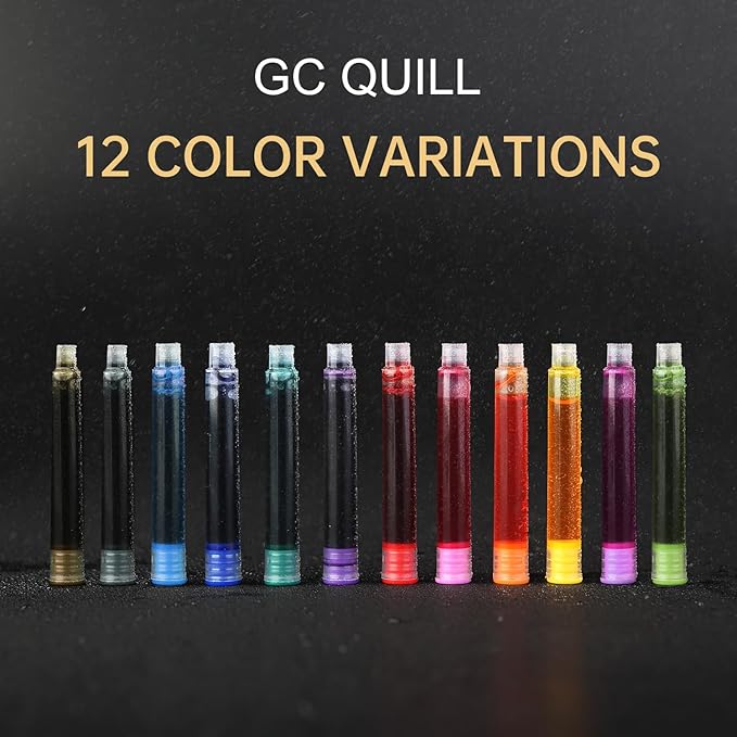 Fountain Pen Ink Cartridges, 72 Pack Assorted Colors Ink Refills (4 Boxes of 18) - Bore Diameter 3.4mm (Assorted Colors)