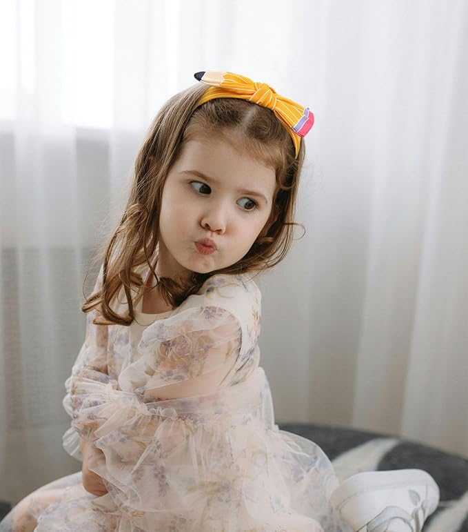 First Day of School Outfits for Girls, Pencil Hairband Headband Hair Bow Clip Uniforms, First Day of Kindergarten Preschool Outfits for Girls, Back to School Girl Headband