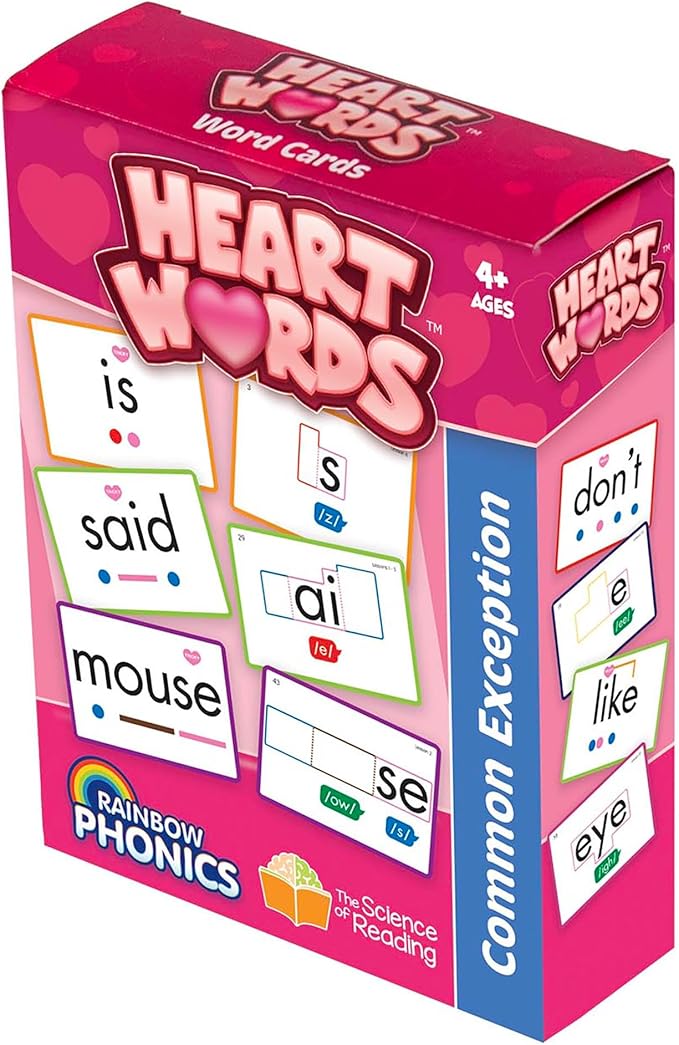 Junior Learning: Rainbow Phonics - Heart Words - 93 Word Cards, Flash Cards Use Visual Clues to Learn Core Words, Level Based Cards, Kids Ages 4+