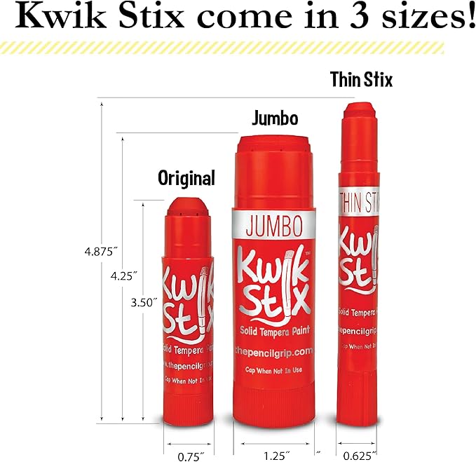 Kwik Stix Solid Tempera Paint Stick, 6 Primary Colors