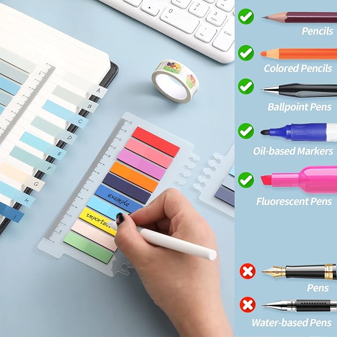 2000Pcs Sticky Tabs for Annotating Books, Clear Sticky Notes, Book Tabs for Binders, Page Markers for Notebooks, Multi-Colored Writable and Repositionable Book Flags Tabs Strip Index Tabs