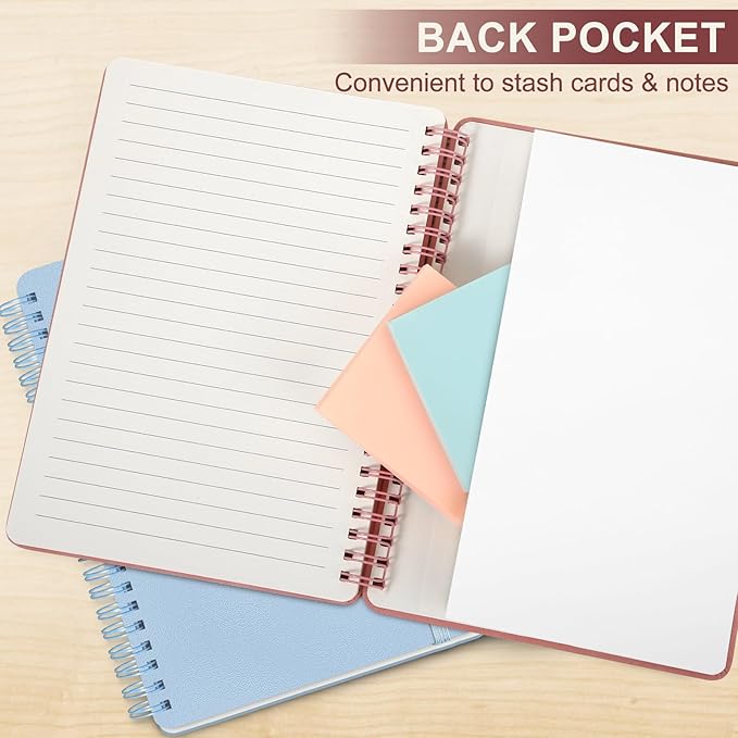 Lined Spiral Journal Notebook with 160 Pages, 8×5.7in, A5 Spiral Notebook, Journaling Notebooks for Work, School, Women, Men, College Ruled Spiral Notebook, Hardcover Leather Journals, Light Red