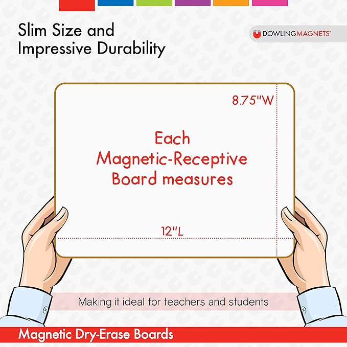 Double-Sided Magnetic Dry-Erase Board Blank/Blank, 12"L x 8.75"W Each, Set of 5. Magnetic Board for Kids/Small White Board/Small White Board Dry Erase/Mini Whiteboard/Magnetic Whiteboard. Item 735207