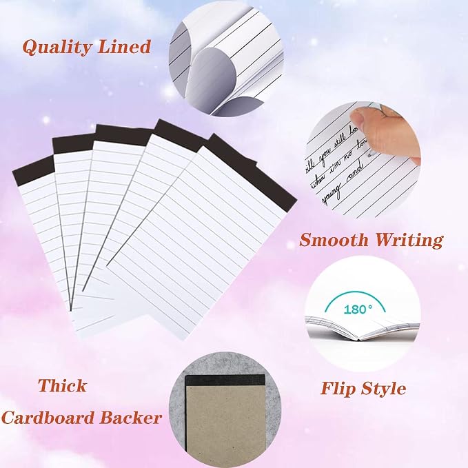 10 Pack Pocket Mini Notepads Refills,Memo Pad,3×5Inch Lined Writing Pads with 30 Sheets in Each Pad,Note Pads Refills,Inspiration Catcher(White-10pack)
