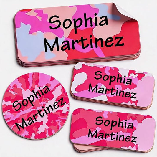 Waterproof Custom Name Stickers (135 Labels) - Personalized Daycare Labels for Clothing, Water Bottles, Lunch Boxes & School Supplies - Ideal for Camp & Daycare - No-Iron (Flowery Worlds)