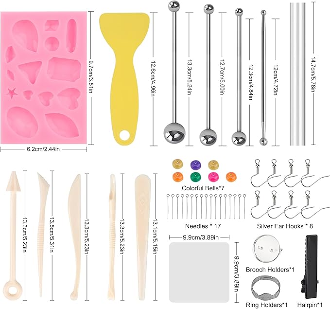 CiaraQ Polymer Clay 60 Colors Starter Kit - Oven Bake Modeling Clay for Kids & Artists, Non-Sticky DIY Clay with Sculpting Tools, Fun Gift for Children Ages 4+, 4.7 lb