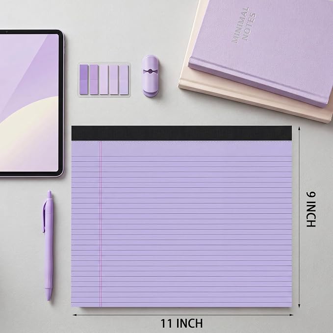 Thboxes 2 Pack Wide Legal Pads, 11 x 9.5 In Landscape Note Pads, 60 Sheets