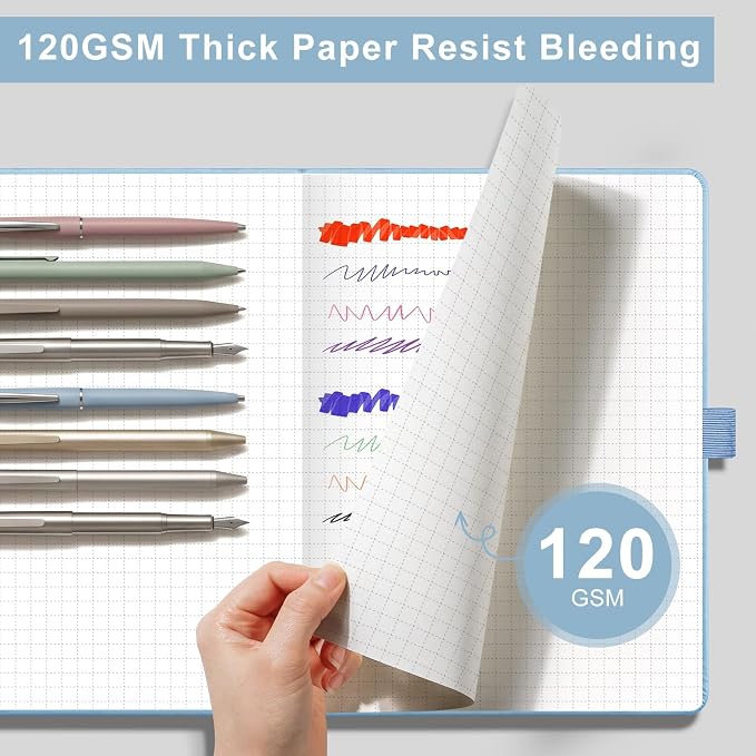 AHGXG Graph Grid Paper Notebook, 160 Pages, A5 Medium Size (5.7'' x 8.3'')
