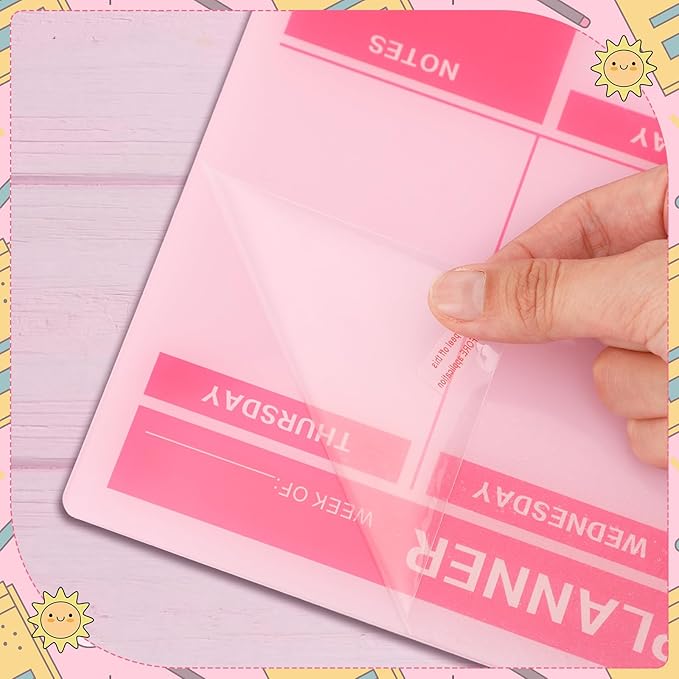 Desktop Acrylic Weekly Planner Board Acrylic Calendar Dry Erase Board with Stand to Do List Planner Boards with Daily Schedule and Markers for Family Home Office(Pink)
