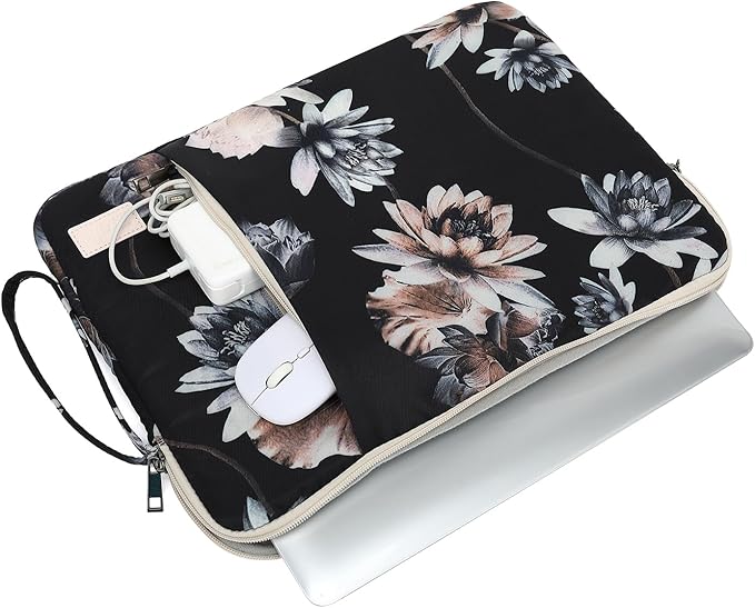 Laptop Sleeve 13.3 inch14 Inch, 15.6inchWater Resistant Traveling Computer Cover with Handle, Shockproof Protective Carrying Laptop Case (Y8-Lotus, 12.5 inch-13.5 inch)