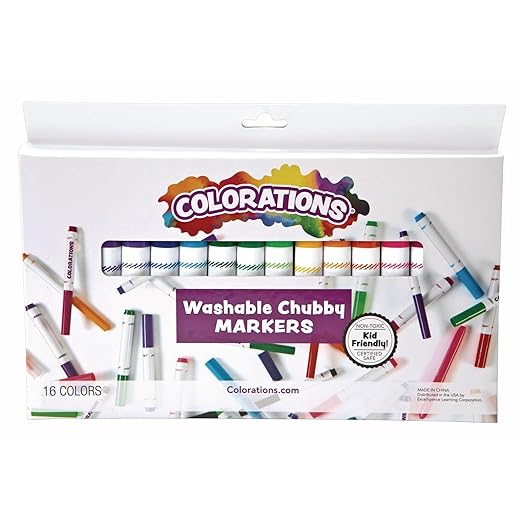 Colorations Chubby Markers, 16 Colors, Conical Tip, Coloring, Paper, Kids, Posters, Drawing, Bold Colors, Home, Classroom, School Supplies, Art Supplies, Craft Projects, Children, Gift