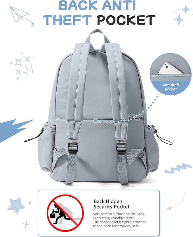 Blue Backpack for School, High School Bookbag Back Pack for Teens Girls Boys, Lightweight College Backpack Book Bag for Women Men, Simple Casual Daypack Backpack Mochilas Escolares para Adolescentes