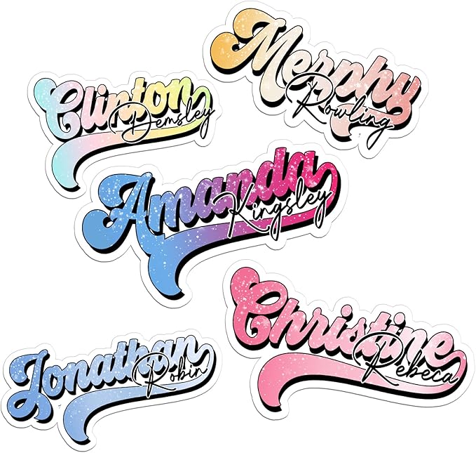 Custom Name Sticker Personalized First and Last Name Colorful Glitter Stickers Waterproof Vinyl Decal for Water Bottles Tumbler Laptop Hard Hat Car Kindle Gifts for Kids Girl Boy