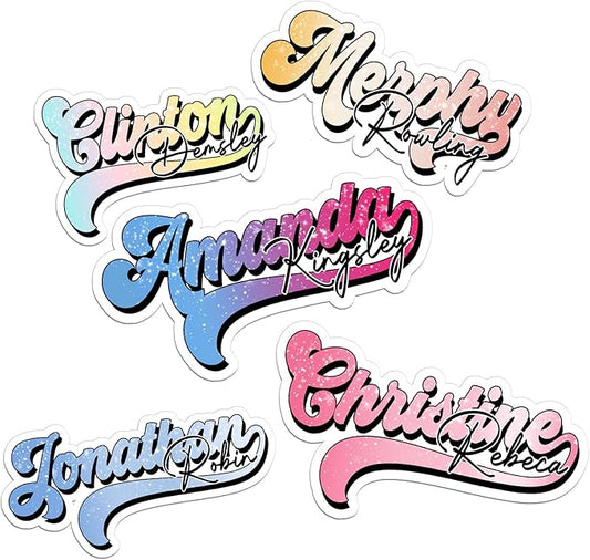 Custom Name Sticker Personalized First and Last Name Colorful Glitter Stickers Waterproof Vinyl Decal for Water Bottles Tumbler Laptop Hard Hat Car Kindle Gifts for Kids Girl Boy
