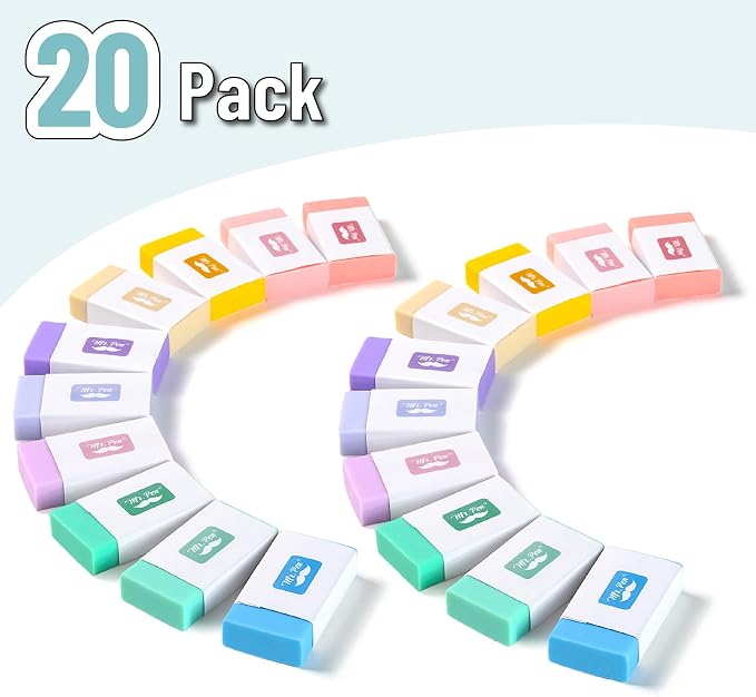 Mr. Pen- Erasers Bulk, 20 Pack, Large Block Erasers for School, No Smudge