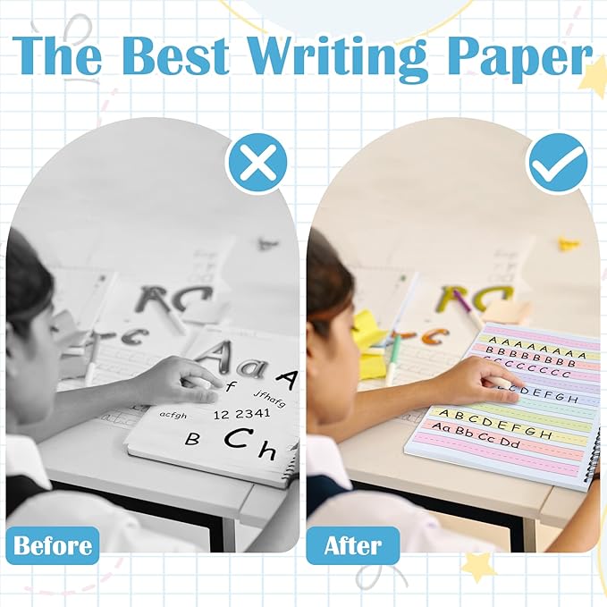 Colored Raised Line Handwriting Paper 8.5x11 Inch Wide Ruled Writing Paper Spiral Bound with ADHD 0.63 In Spacing Multi Sensory Dysgraphia Pad Handwriting Practice Workbook for Kids Kindergarten
