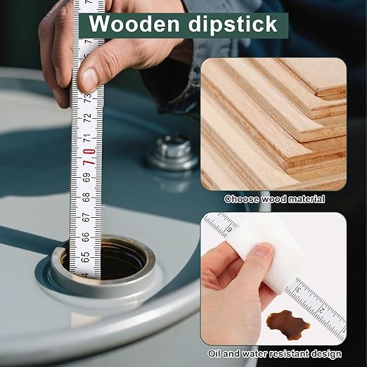 Portable 10-Fold Oil Tank Gauge Measuring Stick 78" (2m), Durable Wooden Fuel Tank Dipstick Folding Stick Ruler for Checking Accurate Fuel Level (White)