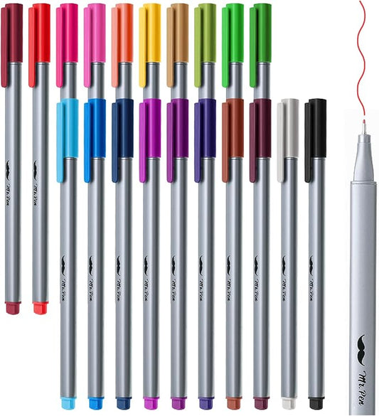 Mr. Pen- Colored Fineliner Pens, 20 Pack, 0.4mm Fine Point, Smooth Bible Journaling Pens for Detailed Drawing, Note-Taking, Coloring, Sketching, Planning & Art Projects, School Supplies
