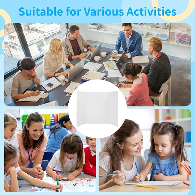 24 Pcs Tri Fold Display Boards, 24x16 in Trifold Poster Boards, White Blank Exhibition Display Paperboards, Thick Presentation Cardboards, Corrugated Project Boards for Science Fairs