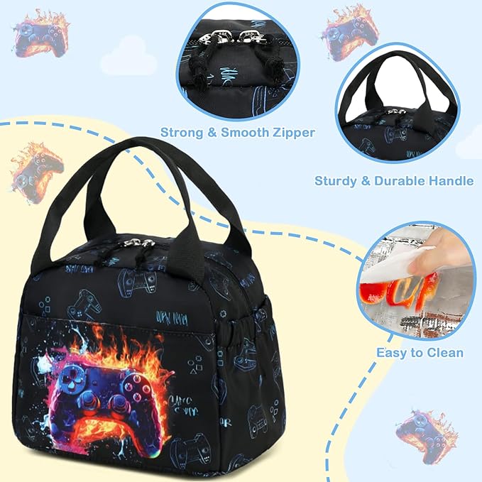 CAMTOP Boys Lunch Box Kids Insulated Lunch Bag Kids Cute Lunchbox for Boys Loncheras Para Niños