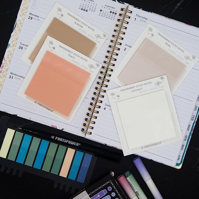 Pastel Transparent Sticky Notes, 4 Packs 3X3 Inch See Through Annotating Sticky Notes for Annotating, Bible Journaling Supplies, School Office Supplies