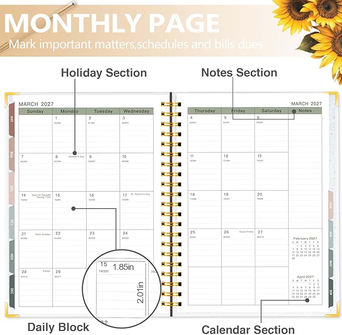 Large 2026-2027 Academic Planner,Weekly & Monthly Planner Organizer from July 2026 - June 2027, 8.5"x11" Dasiy Daily Agenda Planning Book with Pocket,Stickers & Tabs for Women Students Office, A4 Size