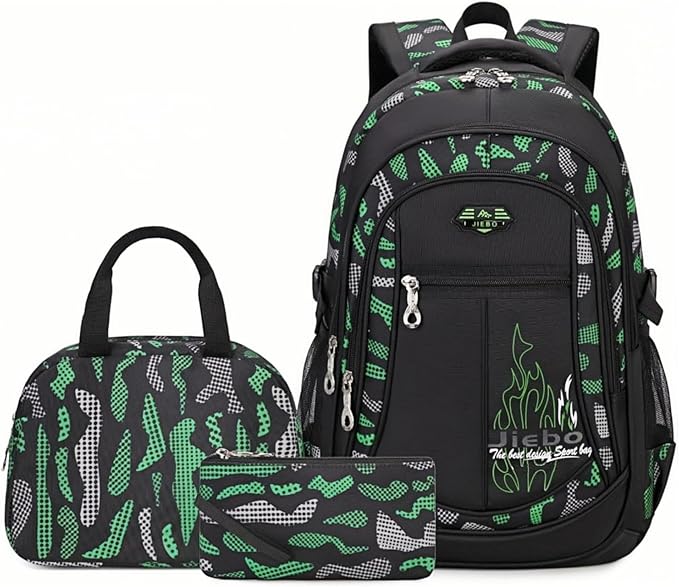 Bansusu 3Pcs Boys Backpack for Kids School Bag with Lunch Bag, Primary Middle School Backpack for Boys Bookbags