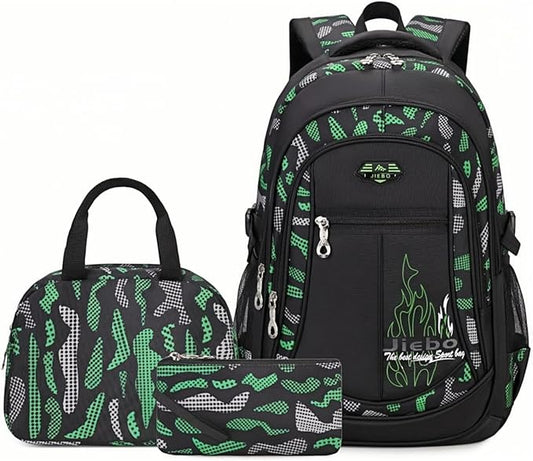 Bansusu 3Pcs Boys Backpack for Kids School Bag with Lunch Bag, Primary Middle School Backpack for Boys Bookbags