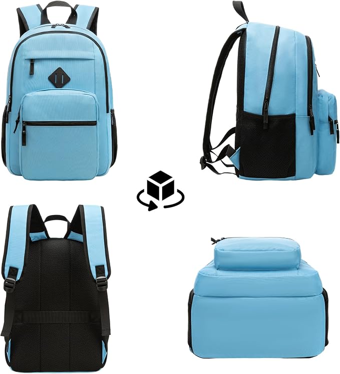 Backpack for Men and Women, School Backpack for Boys Girls, Lightweight Casual High School Bookbag, Daily-use Travel Laptop Backpack Fits 15.6 Inch Notebook