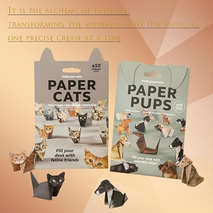 Treayes 3D Origami Paper Cats, 50 Sheets DIY Origami Paper for Kids & Adults, Fun Creative Art Project, Desk Decor and Gift for Pet Lovers (Cat Design)