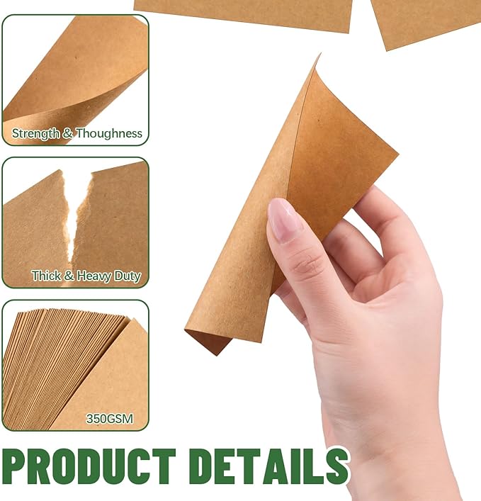 Bercoor 500 Pack Blank 3 x 5 Inch Index Cards, Heavy Study Cards, Note Cards for Office, School Learning, Kraft Paper