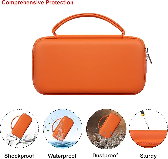 Elonbo Carrying Case for Texas Instruments TI-84 Evo/TI-84 Plus CE Evo Graphing Calculator, Extra Mesh Pocket Fits Charging Cable Charger Manual, Orange