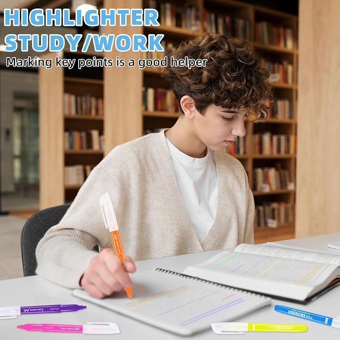 7-ackz Bible Highlighters Assorted Colors with Verses, Chisel Tip Colored Highlighter Markers Bulk Fluorescent, Dry Quick Bright Colors, Perfect for Bible Study Journaling, 6 Candy Color 30 Pack