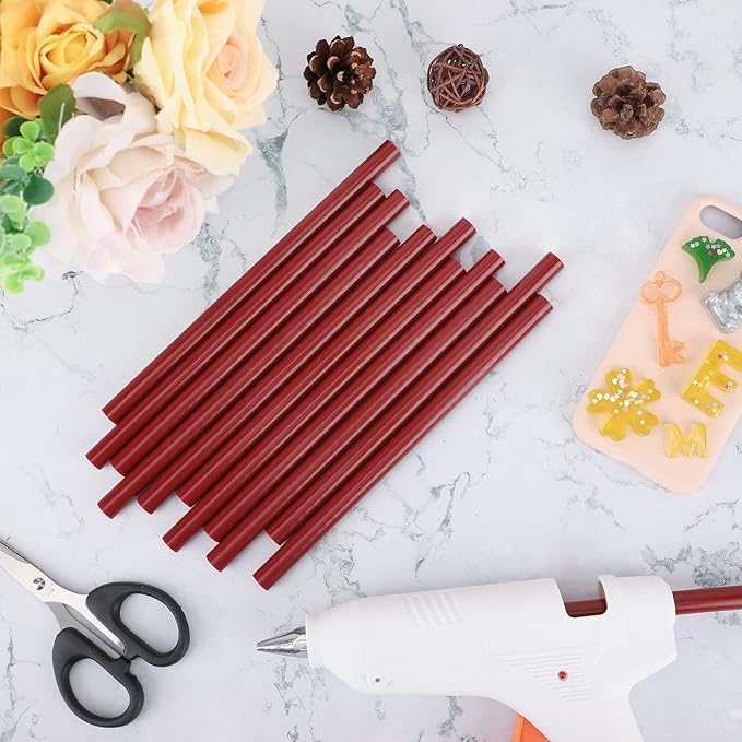 ENPOINT Wine Red Hot Glue Sticks Full Size, 8" Long x 0.43" Dia 36 Pack Hot Melt Glue Sticks Bulk, Wine Red Adhesive Glue Sticks Standard for Crafting DIY Art School Gluing Project Repair Sealing