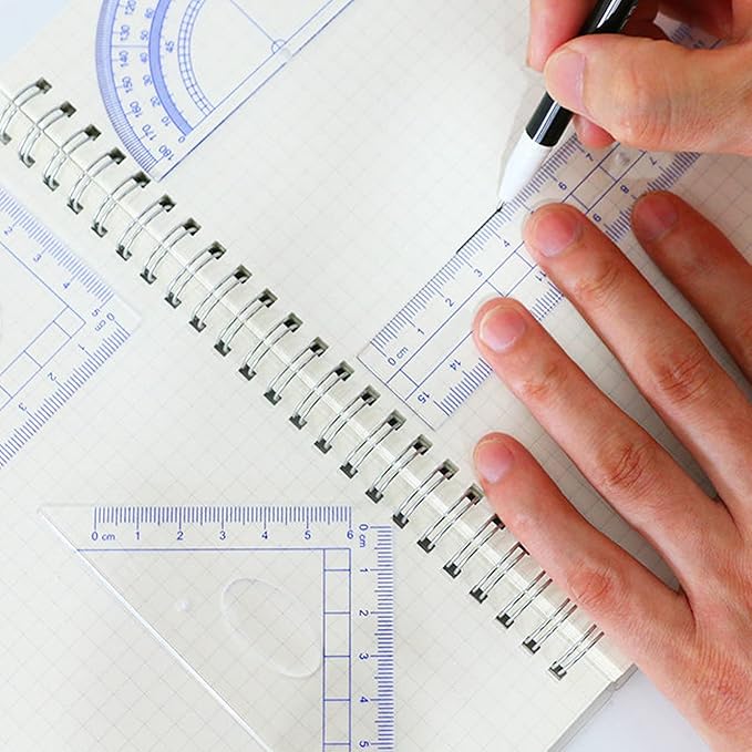 Compass Geometry Tool, 13PCS Compass and Protractors Set Math Geometry Drawing Tool Precision Set Graphic Compasses Triangle Rulers Pencils Protractor with Storage Case (Brown)