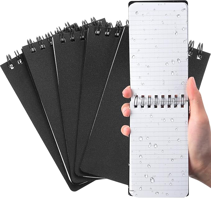 Qilery 12 Pcs Waterproof Notebook Graph Paper 3 x 5 All Weather Pocket Notepads Police Notepad Spiral Notebook Steno Pads Memo Grid Lines Pads Journal for Office (Black)