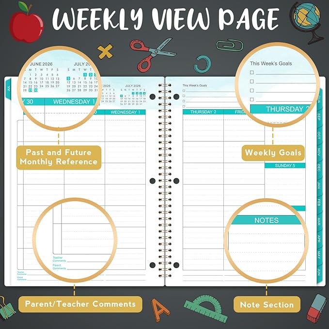 Student Planner 2026-2027 - Academic Year School Planner 2026-2027, July 2026- June 2027, 9" x 11", Note Pages & Back Pocket