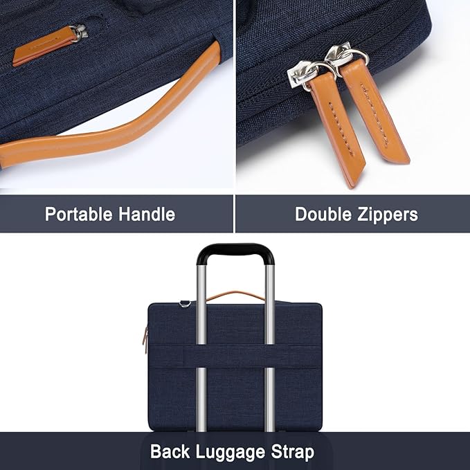 MOSISO 360 Protective Laptop Shoulder Bag,15 inch Computer Bag Compatible with MacBook Air 15 inch M5 M4 M3 M2/Pro 15, Dell XPS Plus,Side Open Messenger Bag with 4 Zipper Pockets&Handle, Navy Blue