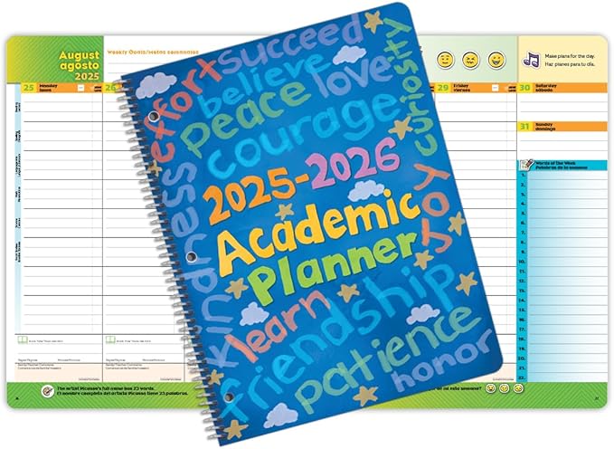 Elementary Student Planner 2025-2026 Academic School Year, Large (8.5" by 11") Matrix Style Datebook with Classic Elementary Matrix Cover