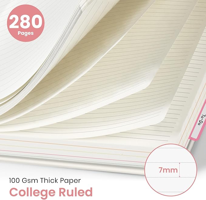 Large Spiral Notebook with Dividers & Tabs, 8.5" x 11" Hardcover 5 Subject Notebook for Work, 280 Pages, College Ruled, Cute Journal for Women, Perfect for Study & Office Note Taking, Floral Gallery