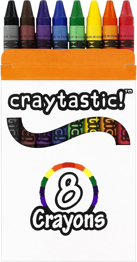Craytastic! Bulk Crayons, 240 Individual Boxes of 8 colors/count Class Pack - Full Size, Premium (Red, Yellow, Green, Blue, Purple, Brown, Black) SAFETY TESTED COMPLIANT WITH ASTM D-4236 (1920 Total)