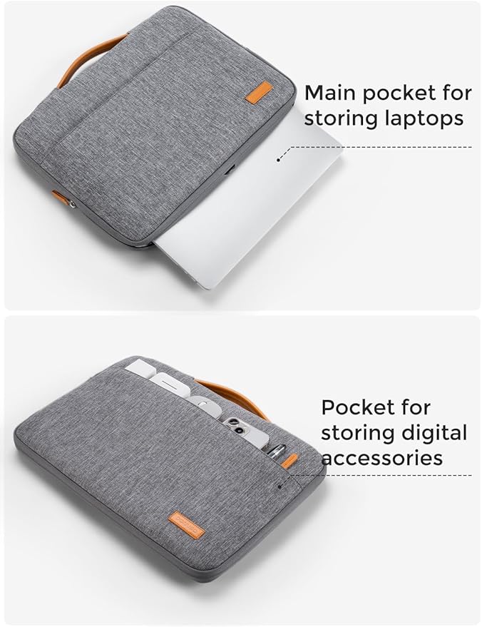 DOMISO Laptop Case Sleeve Protective Cover Compatible with MacBook Air 13 M4 M3 M2,MacBook Pro M2 M1,iPad Air/Pro,13 inch Dell,Lenovo, HP,Asus,Waterproof Computer Cases Bag with Handle,Grey